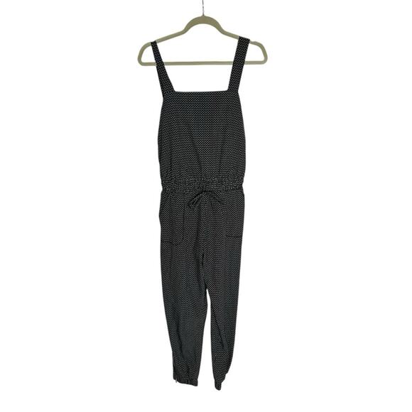 Albion Midnight Dash Black & White Polka Dot Open Back Overall Jumpsuit Small - Picture 1 of 8